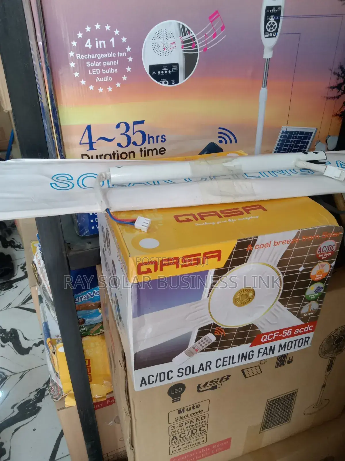 Qasa 56inches Solar Fan White