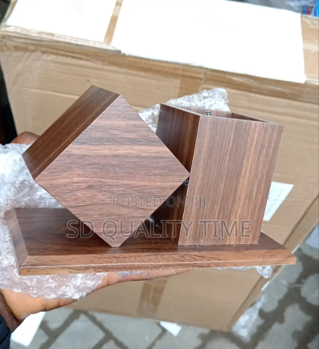 Wooden Pen Holder + Digital Clock