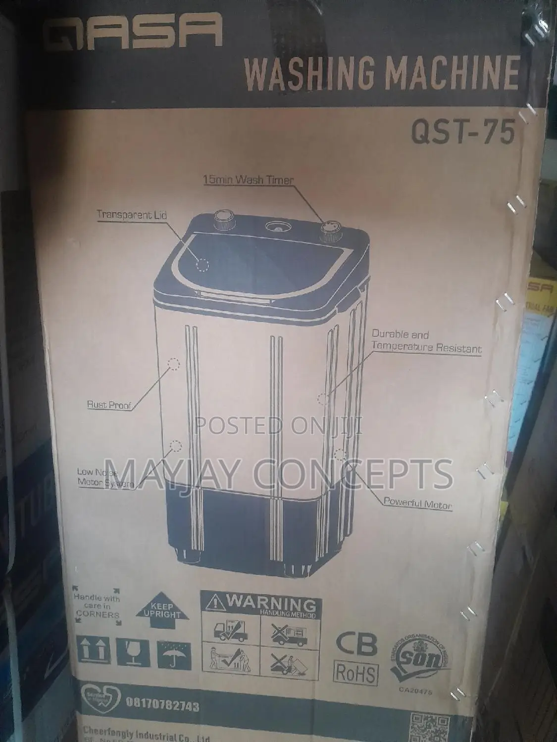 Qasa 7.5kg Single Tub Washing Machine-Low Power Consumption