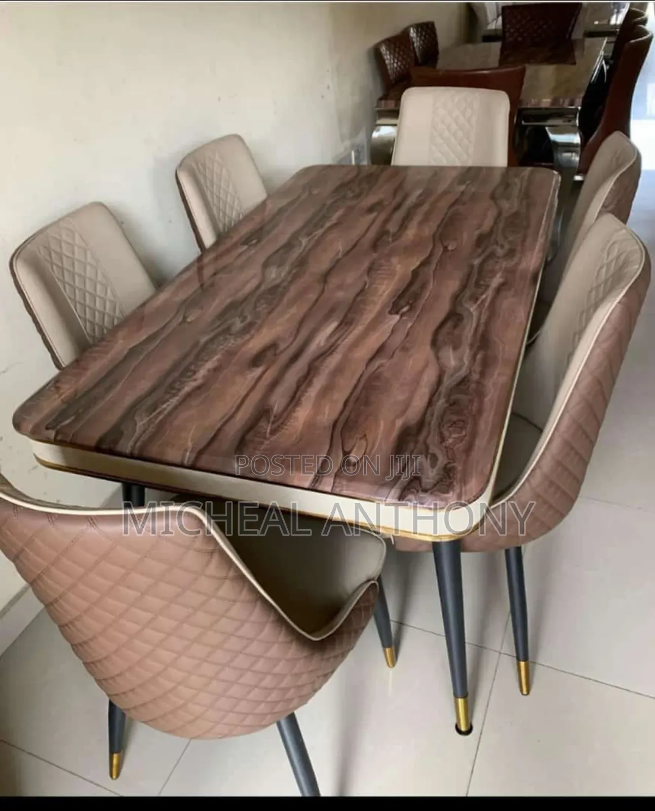 Dinning Table With Six Chairs Marble Top