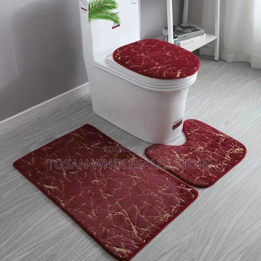 3pcs Toilet Gold Mat Set