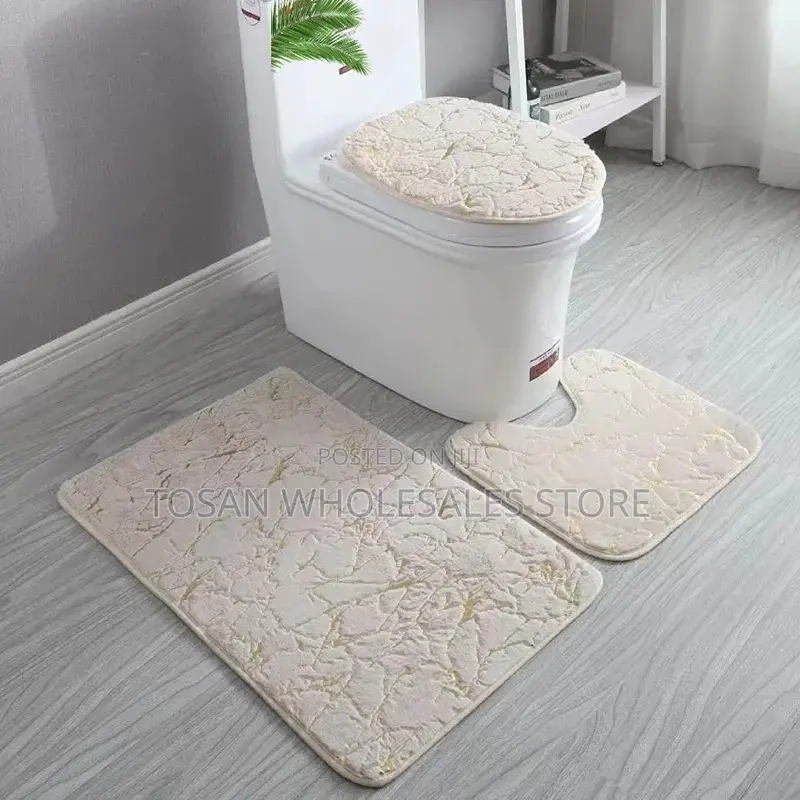 3pcs Toilet Gold Mat Set