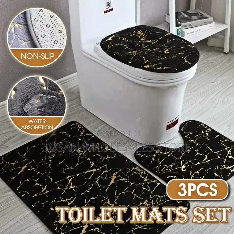 3pcs Toilet Gold Mat Set