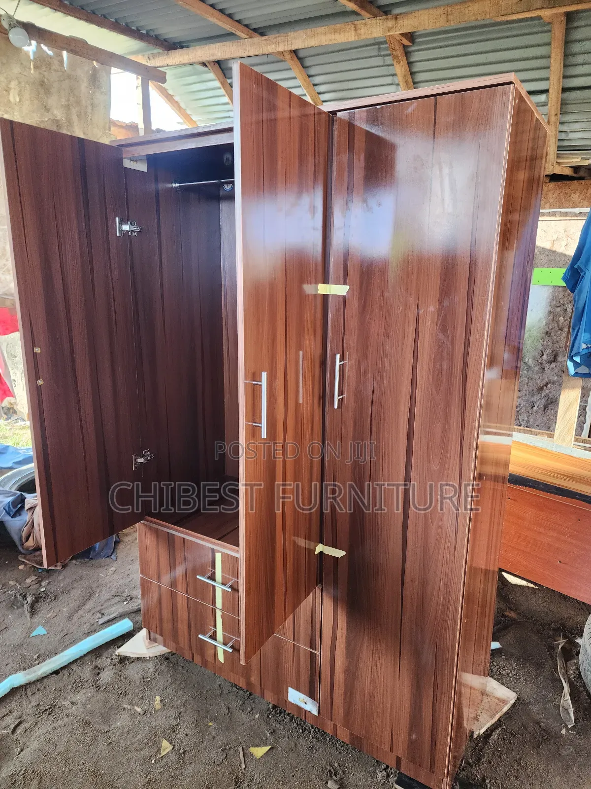 4by6 Wooden Three Door Wardrobe Made With HDF Wood