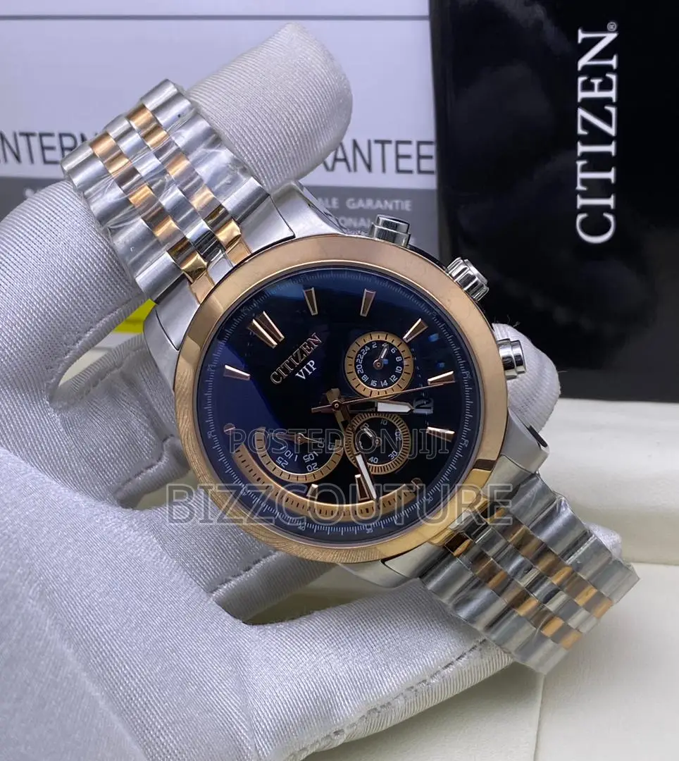 Original Citizen Vip Blue Dail Gold Mix Silver Chain Watch