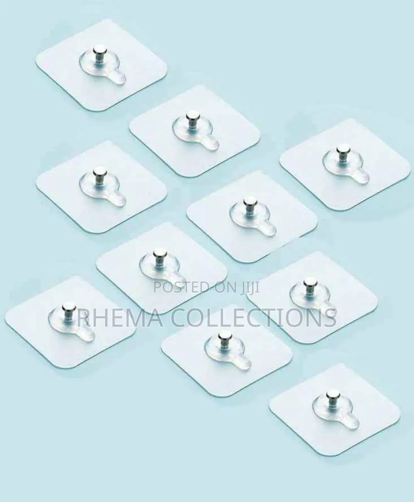 12pcs Adhesive Transparent Wall Hook With Pin