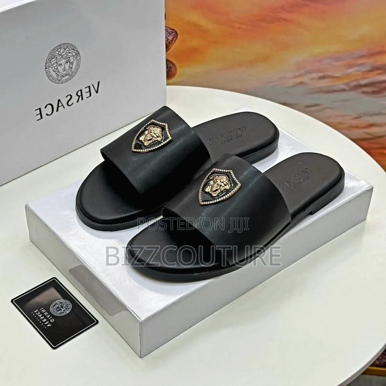 Original Versace Leather Slippers Available in Store