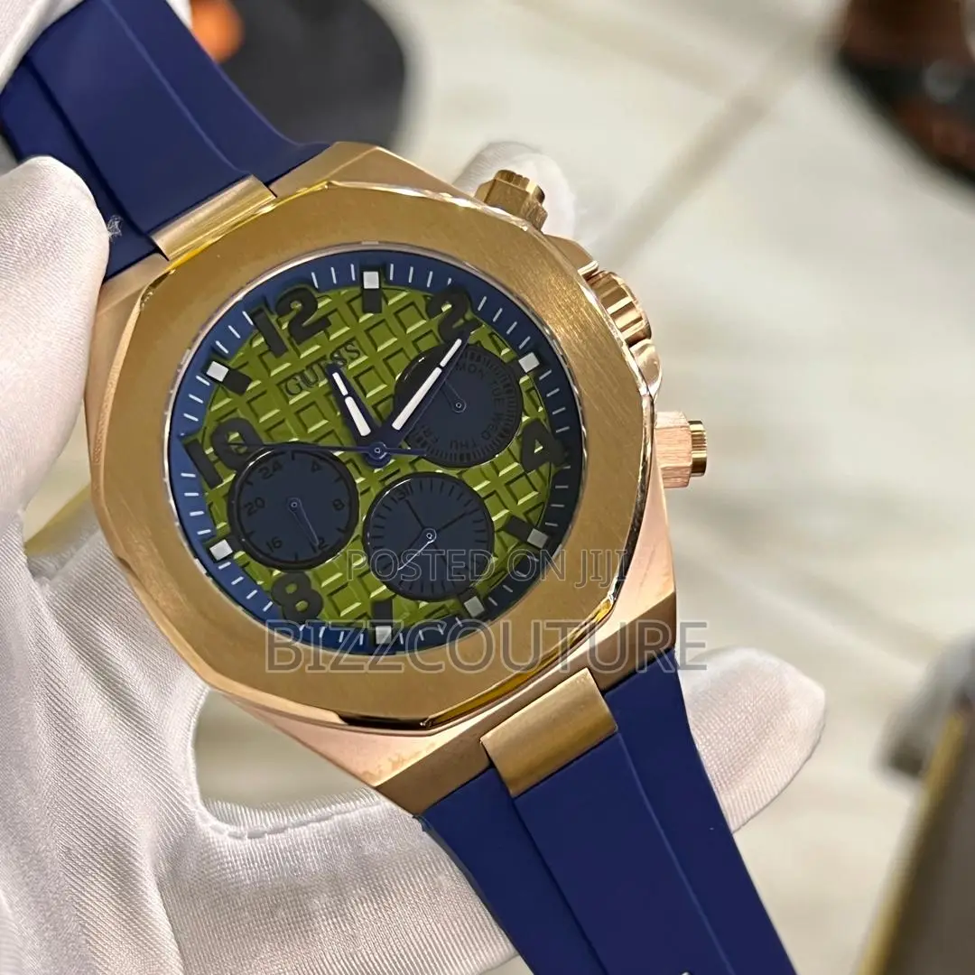 Original Guess Chronograph Blue Rubber Strap Watch