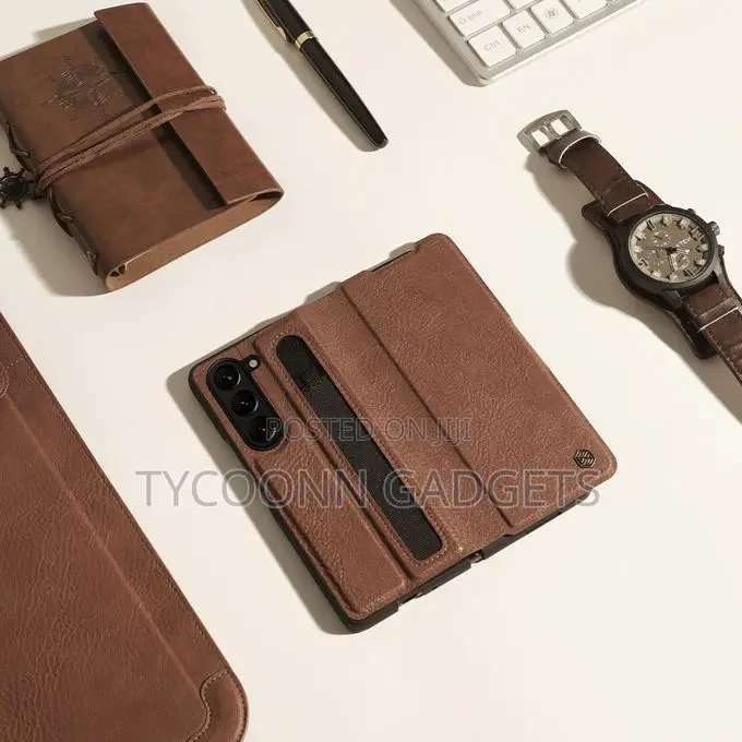 Leather Flip Cover Case for Samsung Z Fold 5 With S Pen