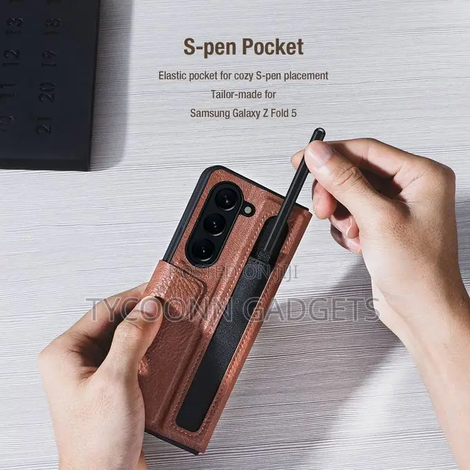 Leather Flip Cover Case for Samsung Z Fold 5 With S Pen