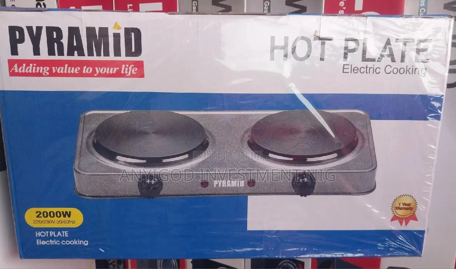 Pyramid Double Burner Electric Hot Plate 2000watts