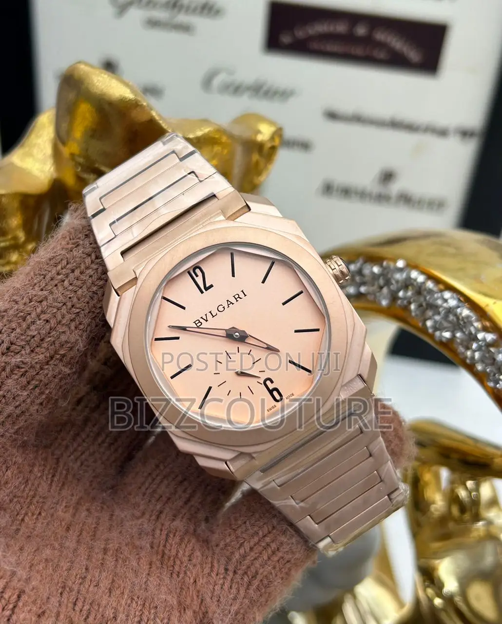 Original Bvlgari Chronograph Rose Gold Chain Watch