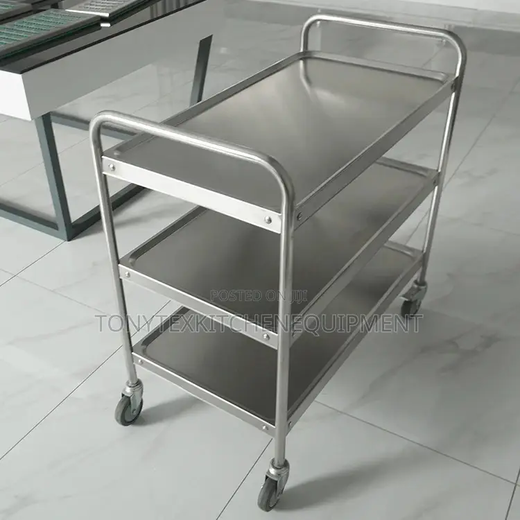 3 Step Stainless Steel Service Trolley