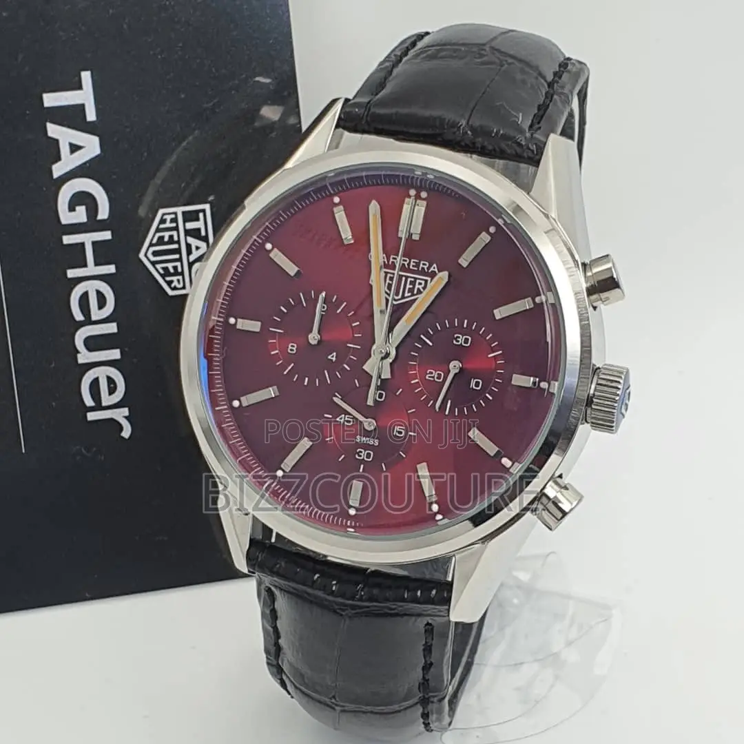 Original Carrera Hauer Chronograph Black Leather Watch