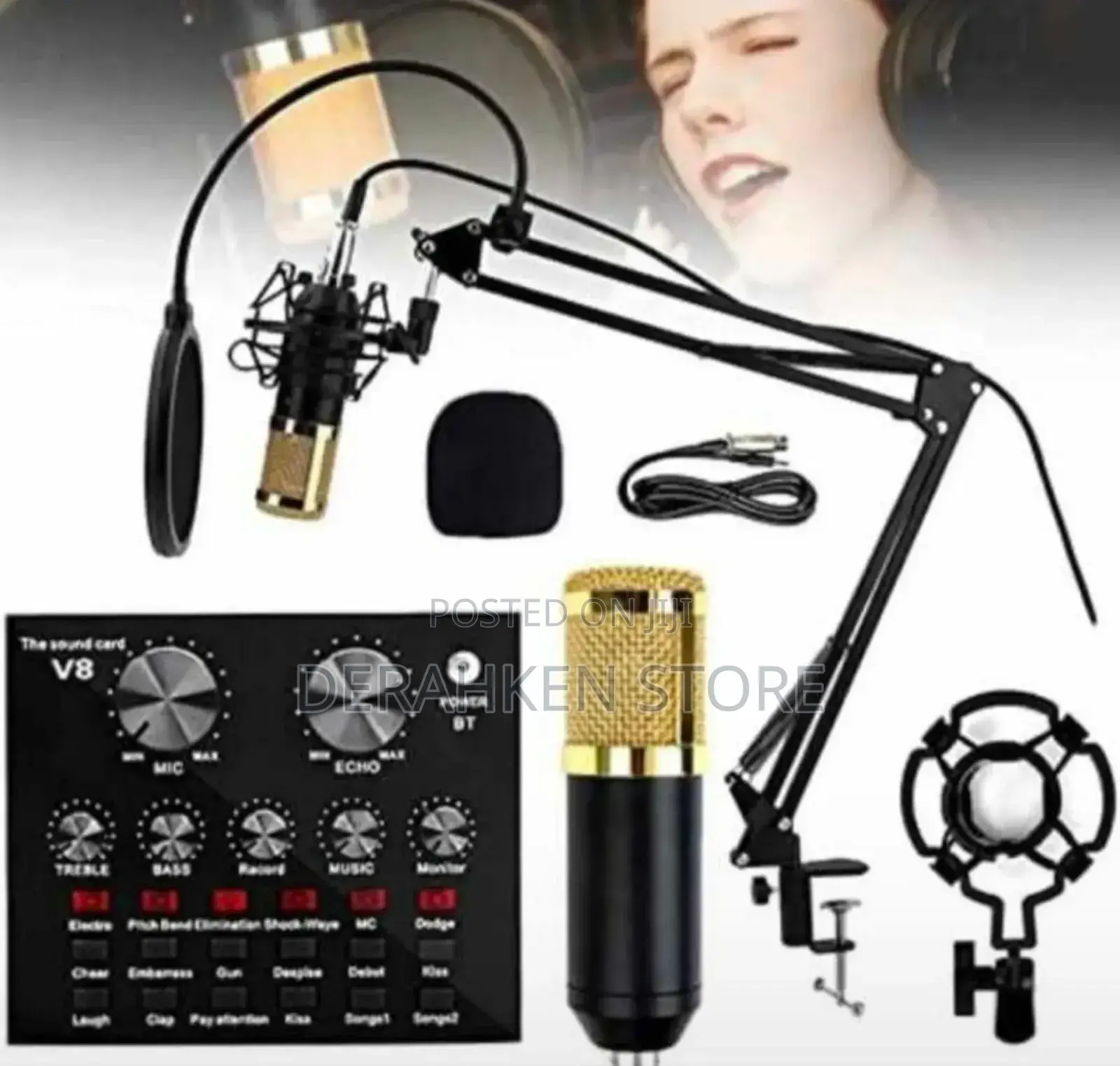Studio Kit Condenser Microphone With Sound Card Stand
