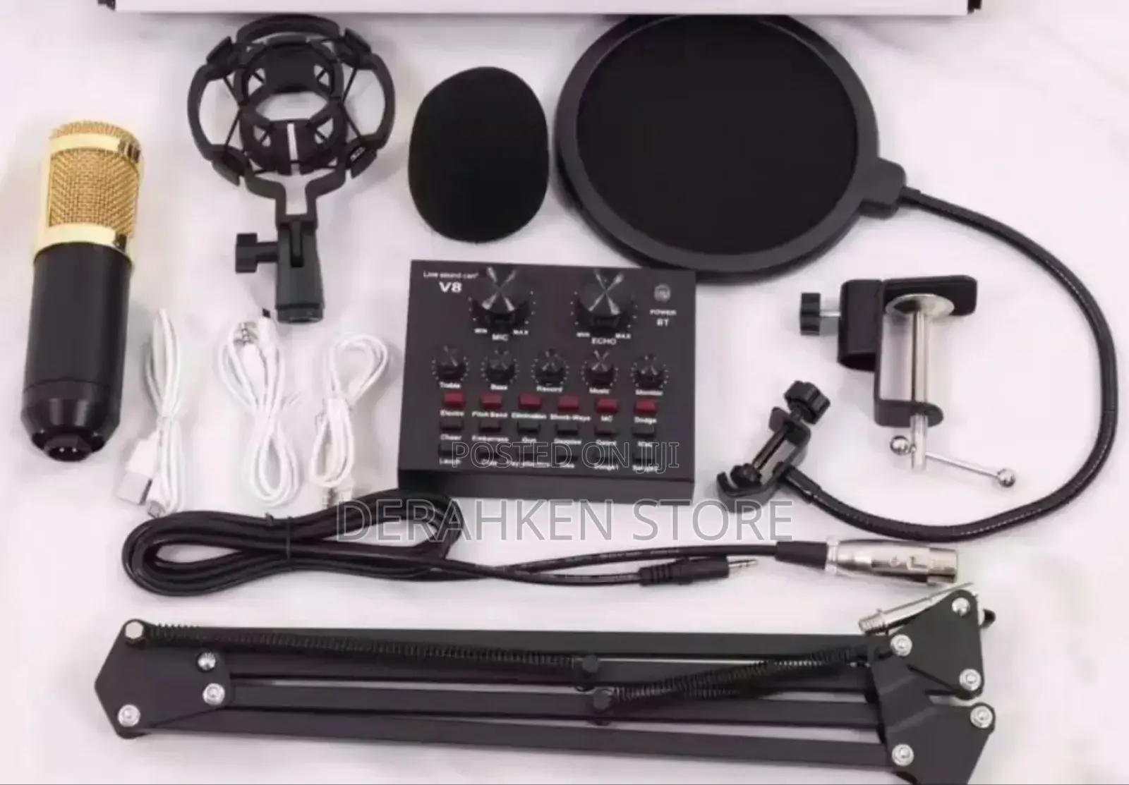 Studio Kit Condenser Microphone With Sound Card Stand