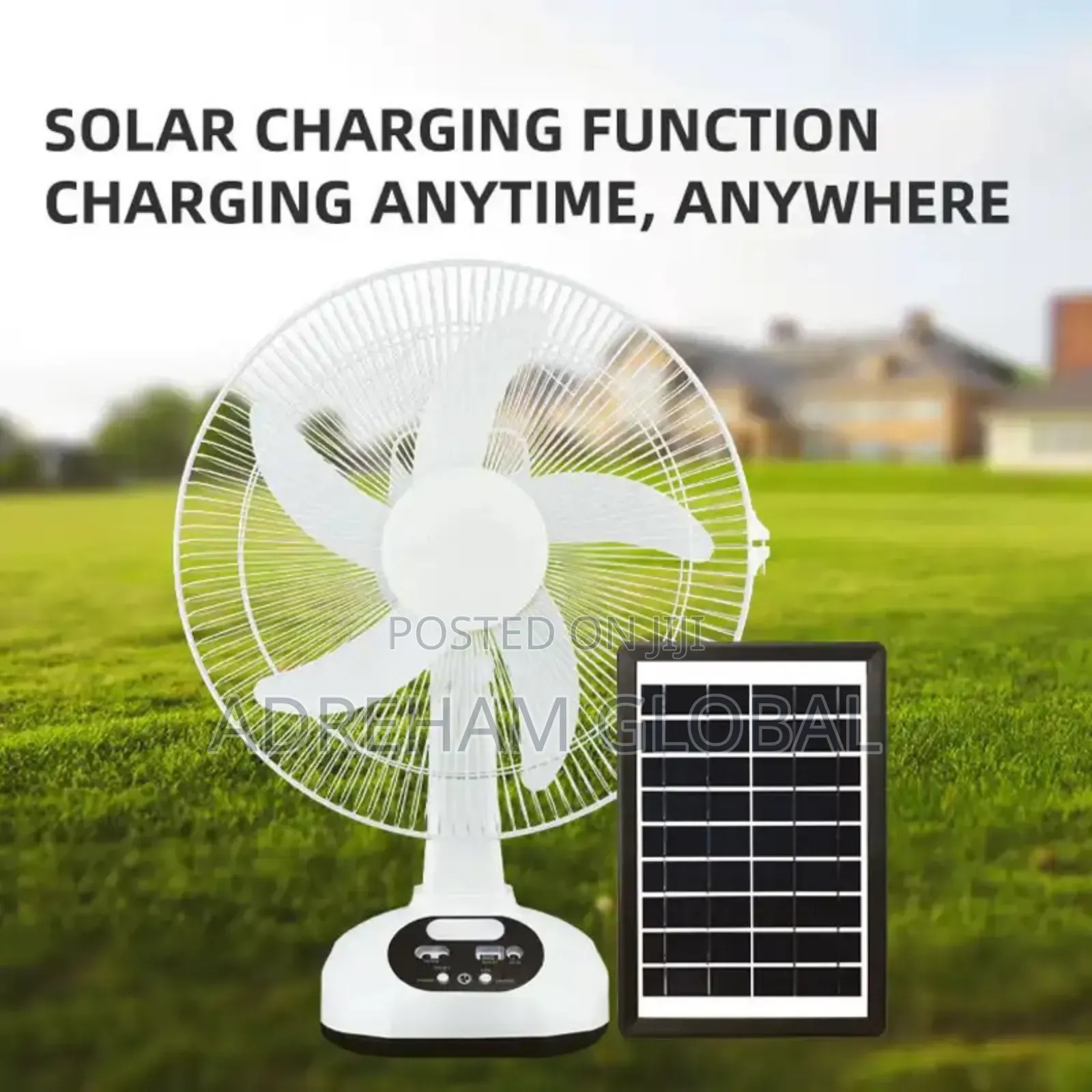 12inches Solar Electric/Rechargeable Fan With Solar Panel