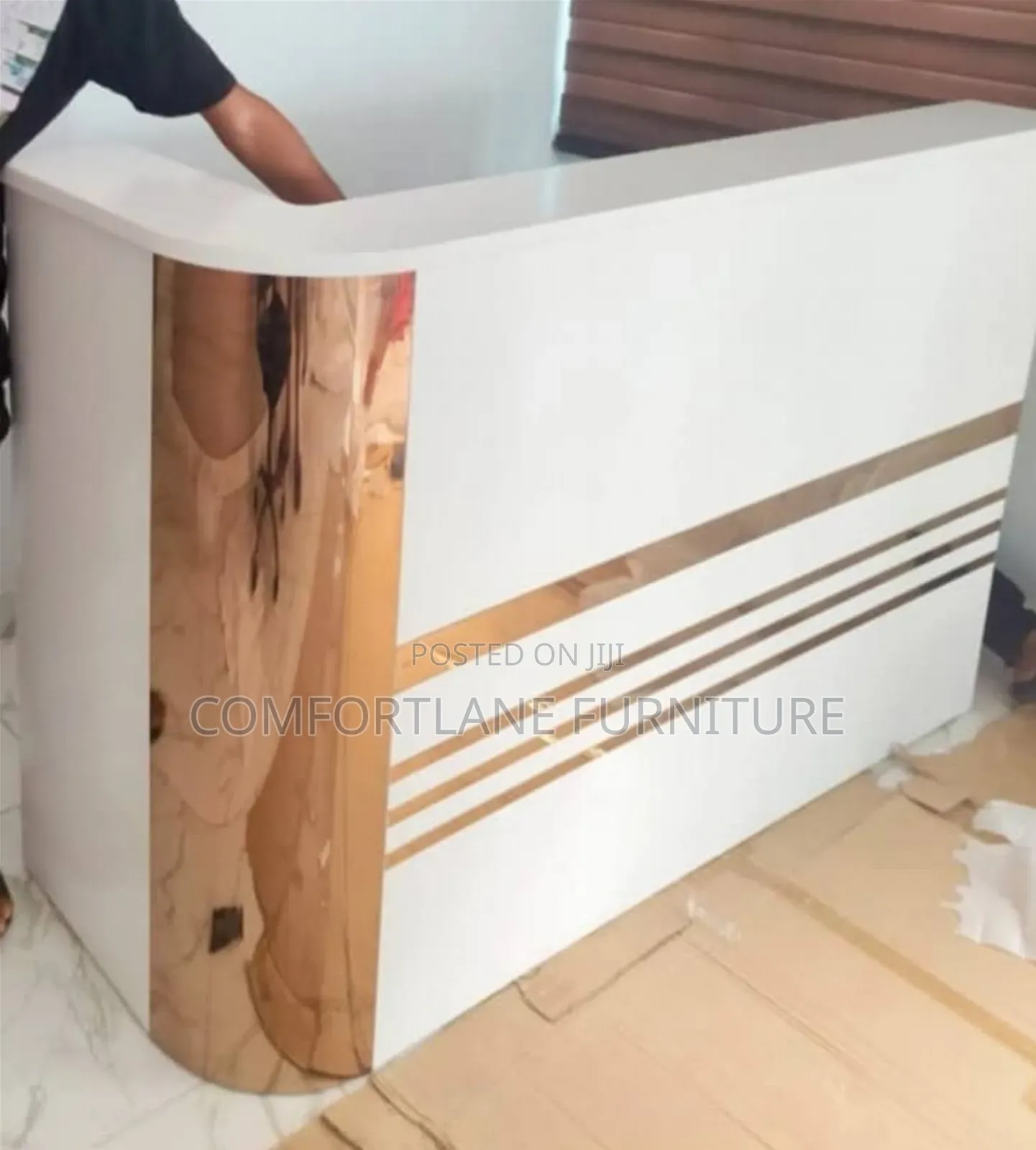 White and Gold Reception Desk
