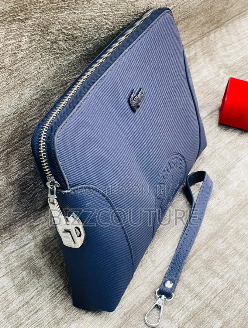Original Lacoste Zip Blue Leather Handbag in Store Now