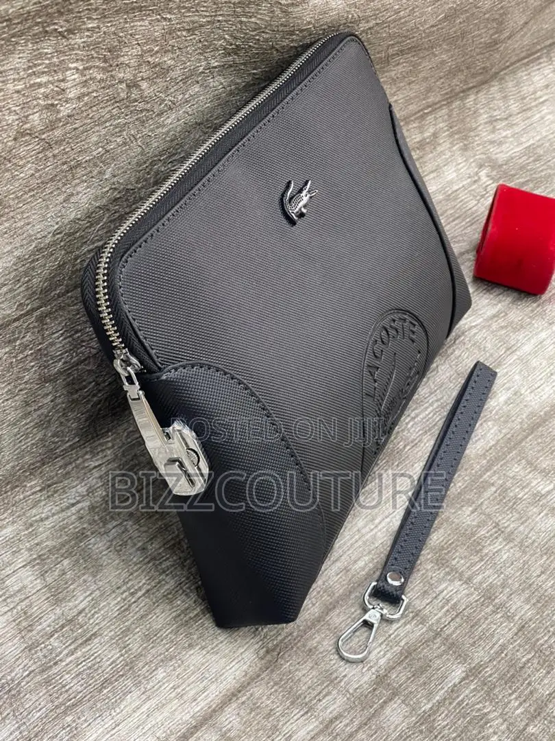 Original Lacoste Zip Black Leather Handbag in Store Now