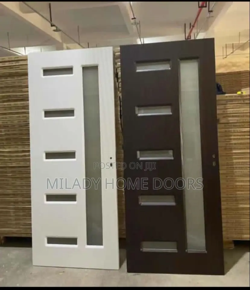 3ft Wooden Door With Glass (White and Brown)