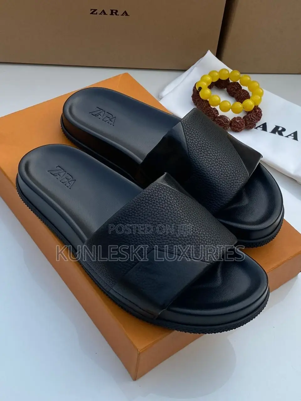 Original Zara Men Leather Slippers Collections
