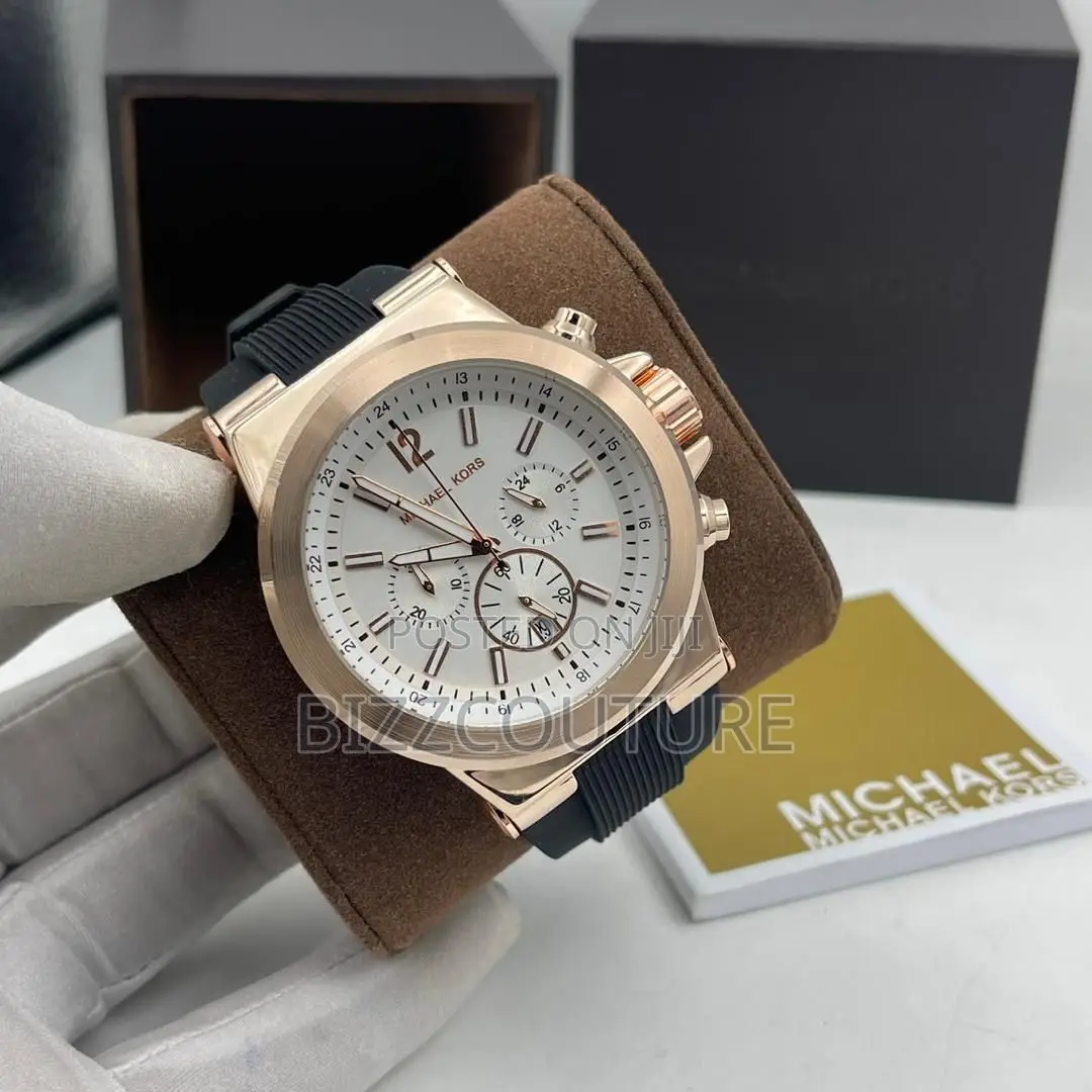 Original Michael Kors Chronograph Black Rubber Strap Watch