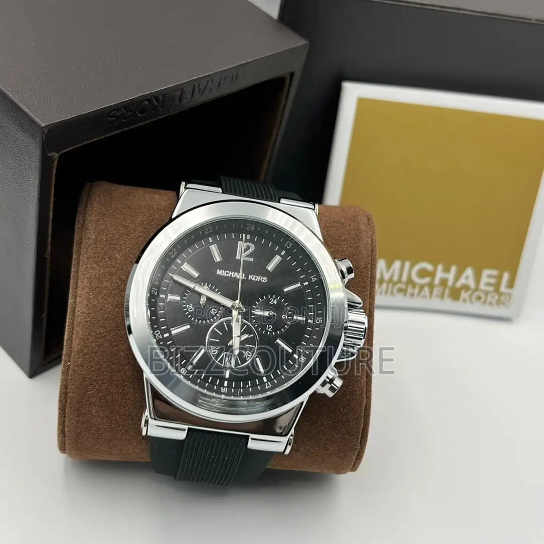 Original Michael Kors Chronograph Black Rubber Strap Watch