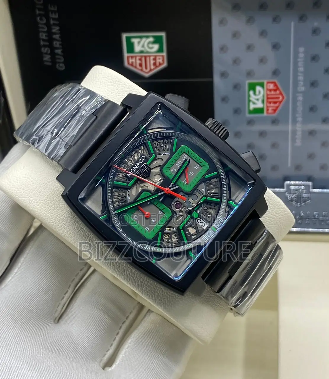 Original Monaco Tag Heuer Chronograph Black Chain Watch