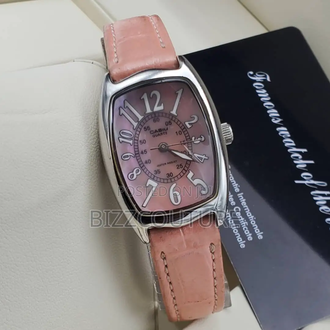 Original Casio Quartz Lady Pink Leather Strap Watch in Store