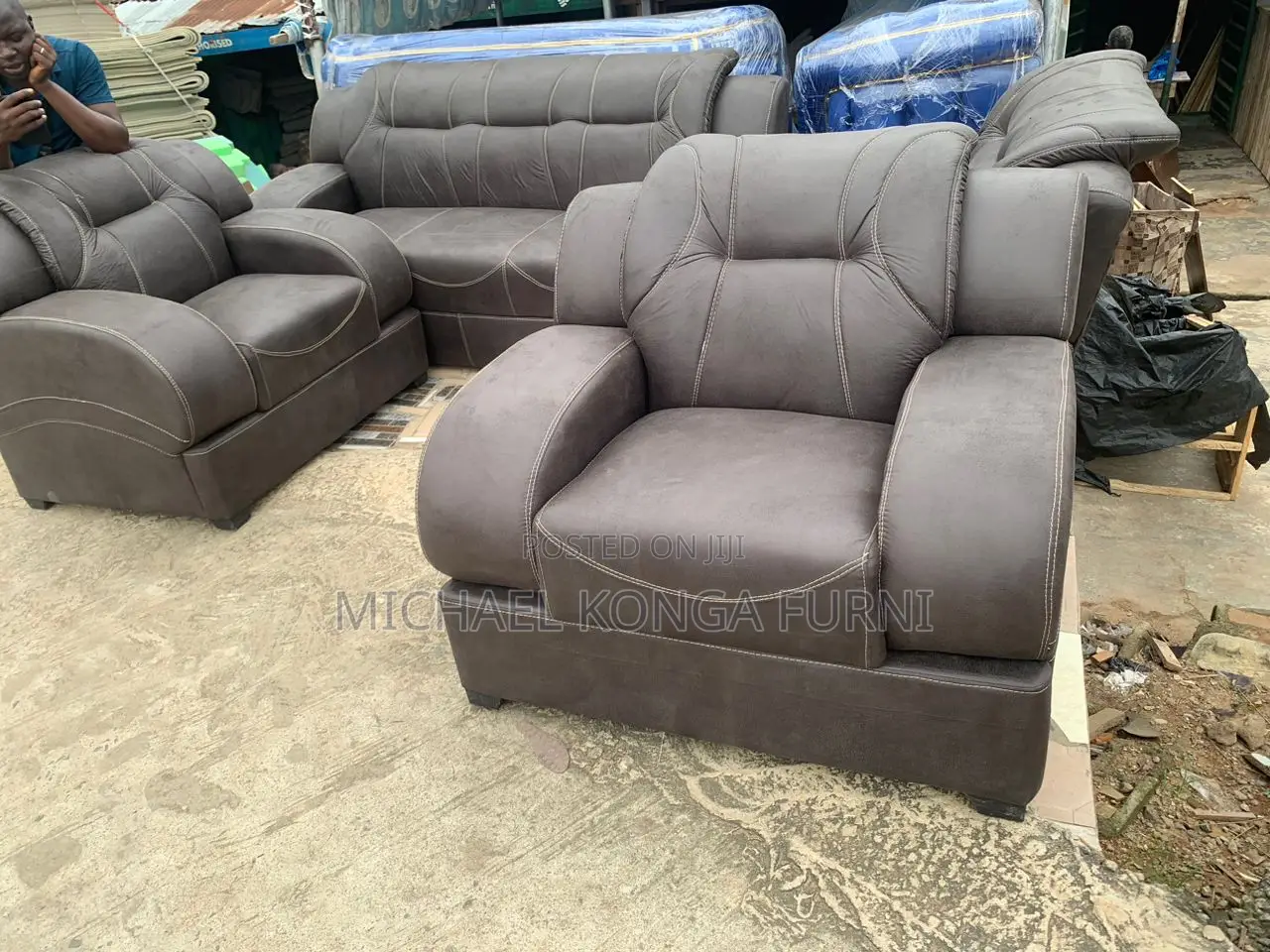 Set of Classic Leather Sofa