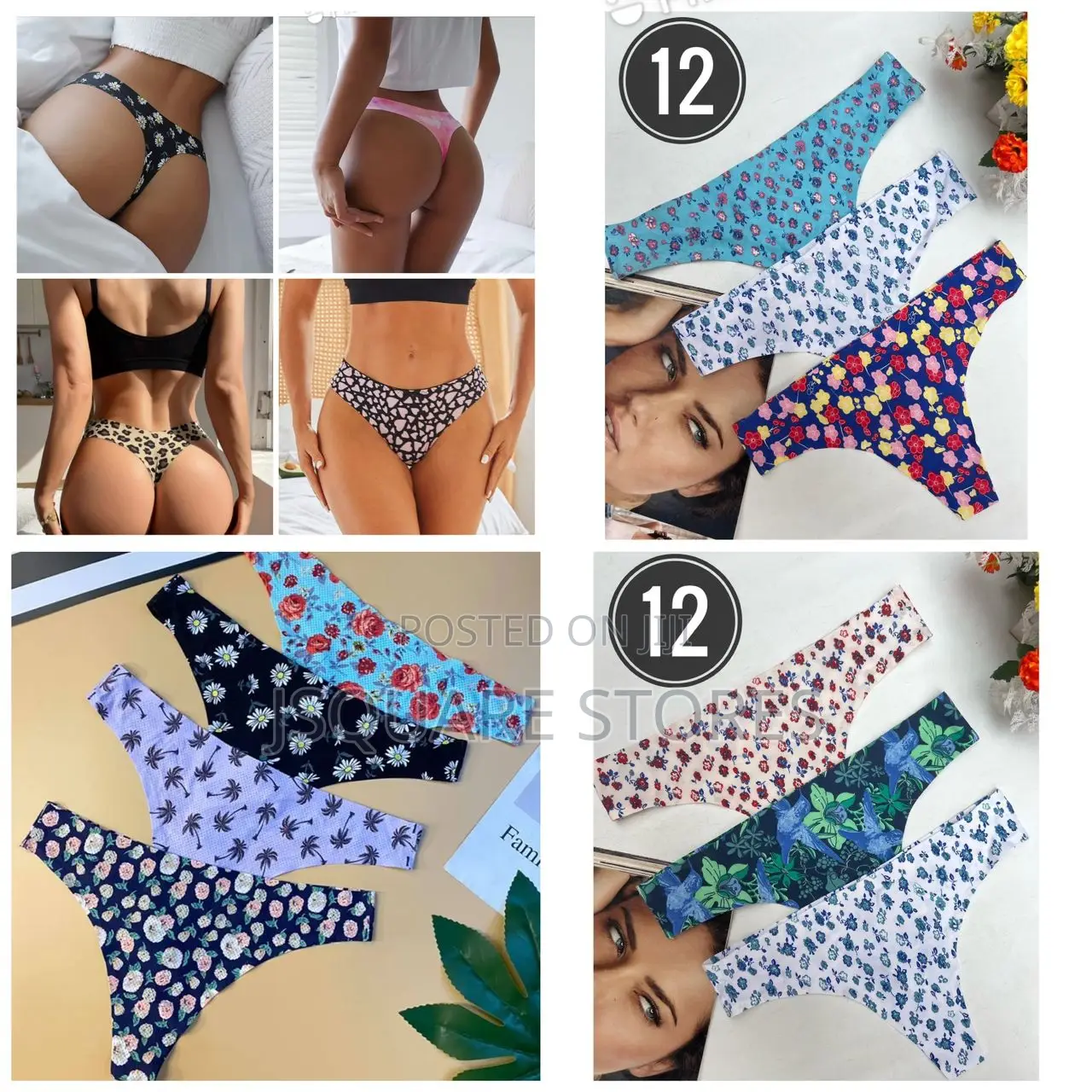Floral Design Seamless Thong