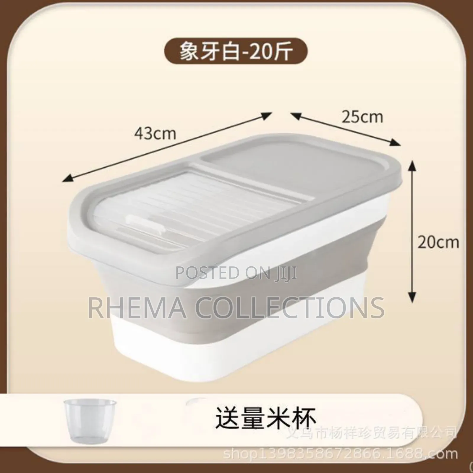 Collapsible Silicon Food Storage Bucket With Measuring Cup
