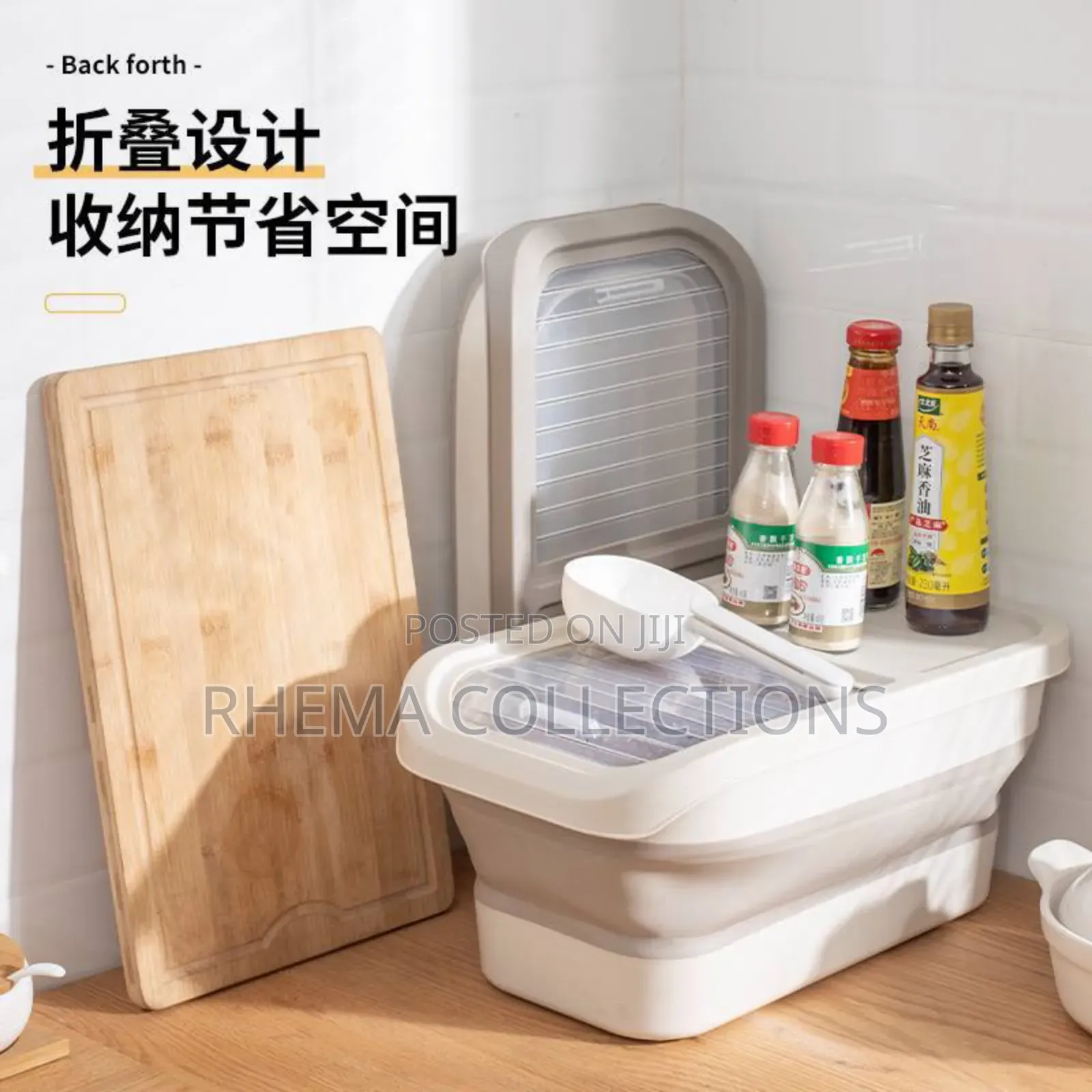 Collapsible Silicon Food Storage Bucket With Measuring Cup
