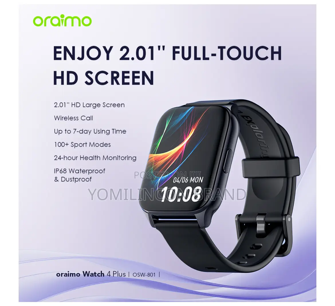 Oraimo Watch 4 Plus 2.01′′ HD IP68 Smart Watch