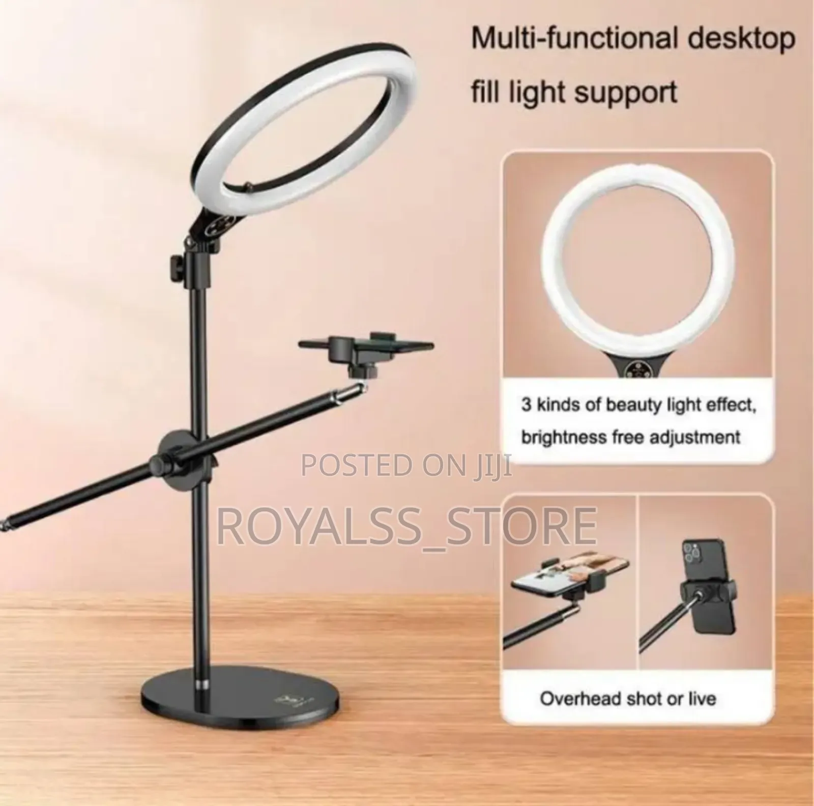 Desktop Phone Holder With 10inches Ringlight for Videoing