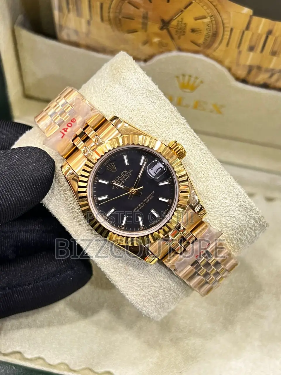 Original Rolex Oyster Perpetual Date Just Gold Chain Watch