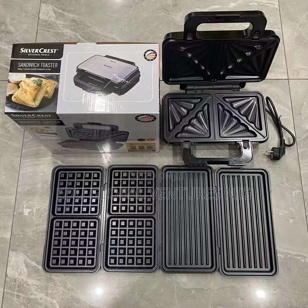 Silvercrest 3 in 1 Sandwich Toaster, Non-Stick Changable Pla