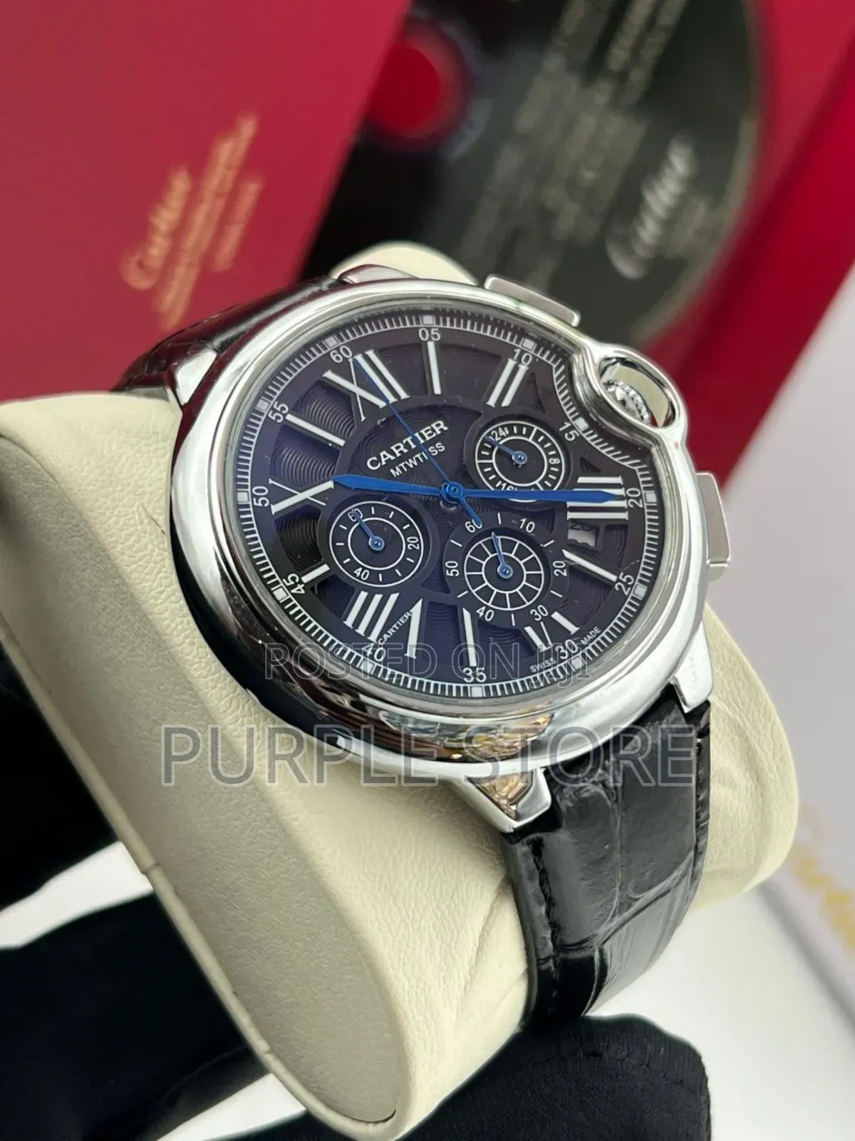 Cartier Leather Chronograph Wristwatch