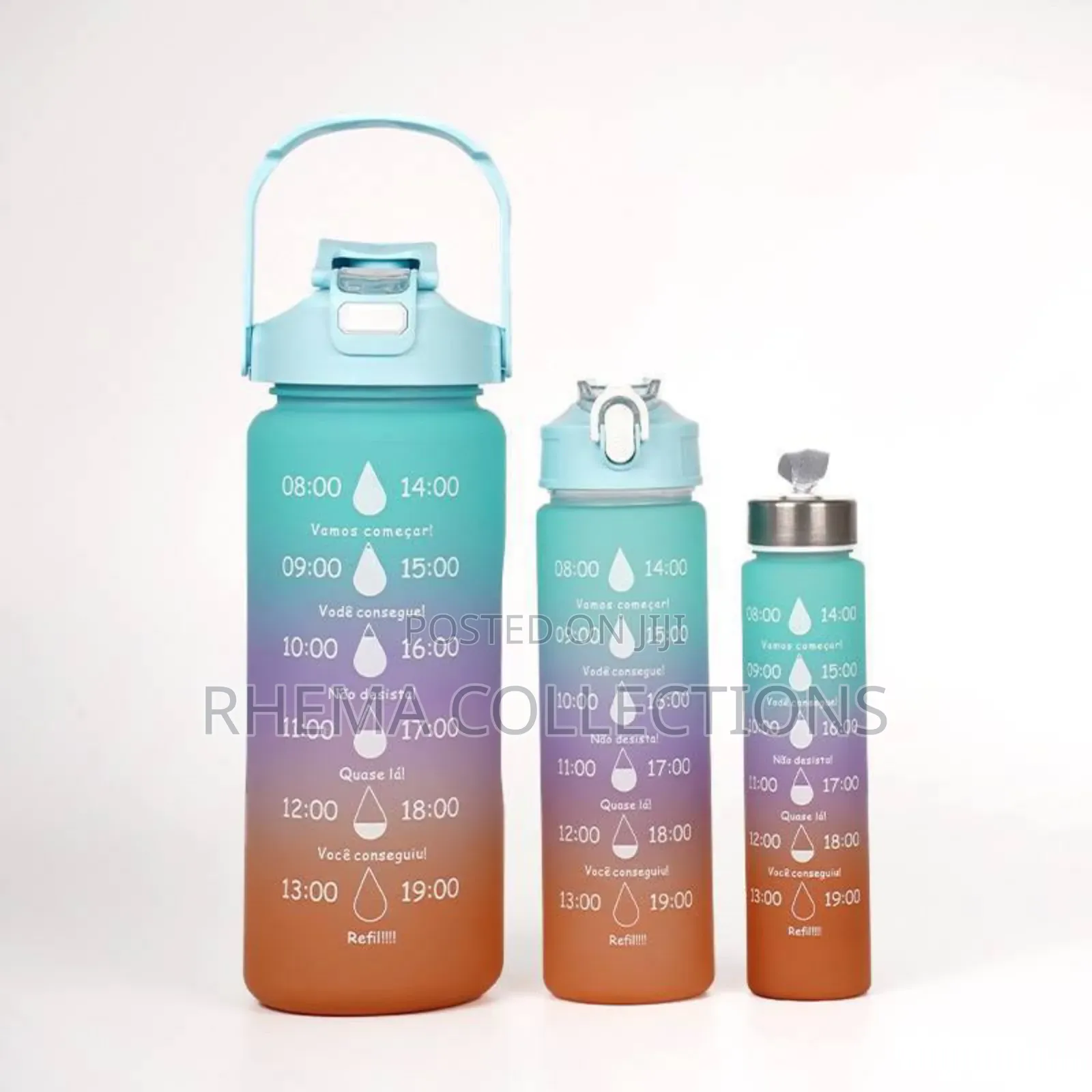 3in1 Motivational Water Bottle With Straw
