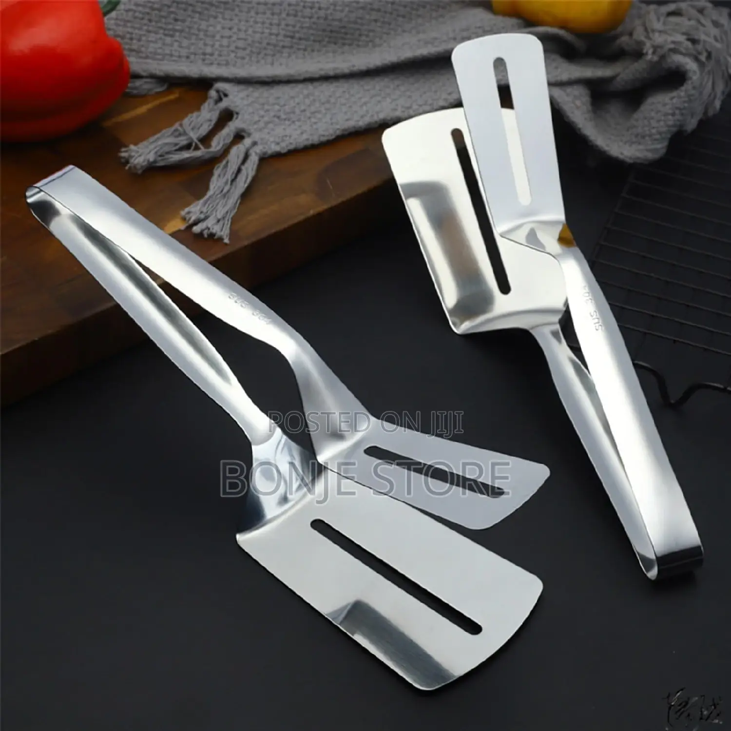 A S Stainless Steel Food Cooking Tong Double Sided Spatula