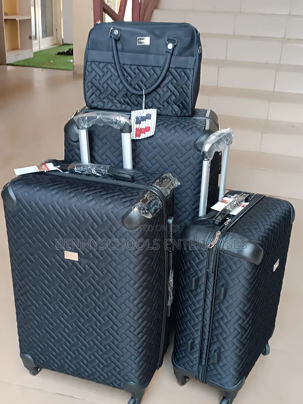 Set of 4 Black Designer Travelling Luggage Boxes