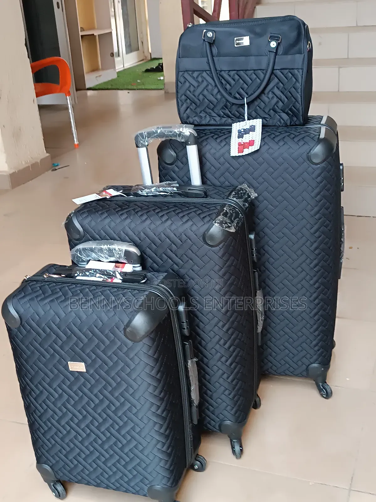 Set of 4 Black Designer Travelling Luggage Boxes
