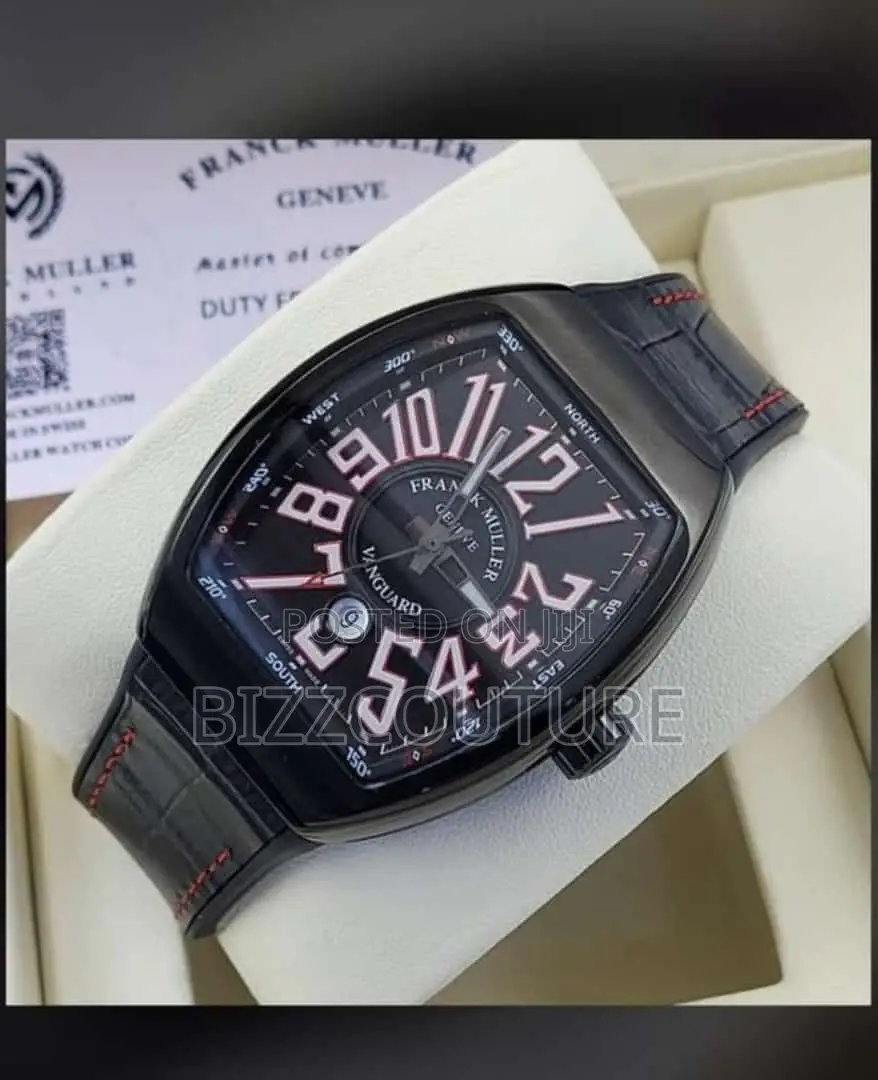 Original FRANCK Muller Geneve Vanguard Black Leather Watch