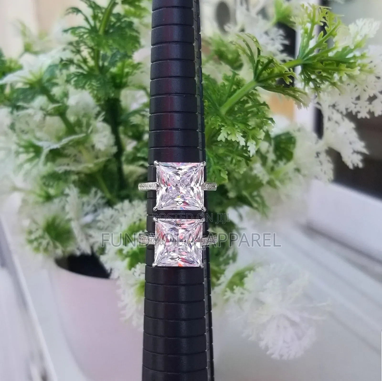 S925 Square Sterling Silver Engagement Ring