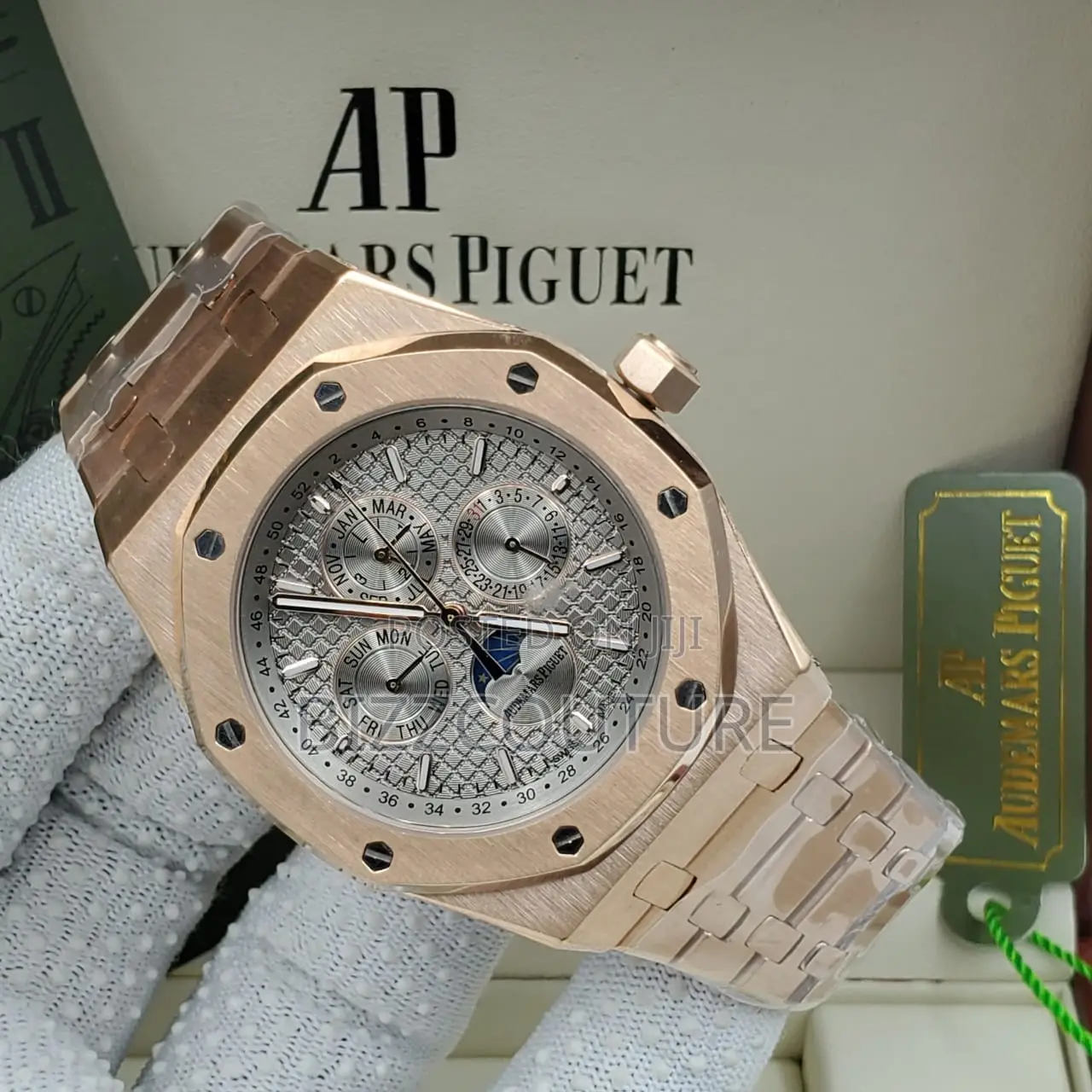 Original AUDEMARS Piquet Chronograph Rose Gold Chain Watch