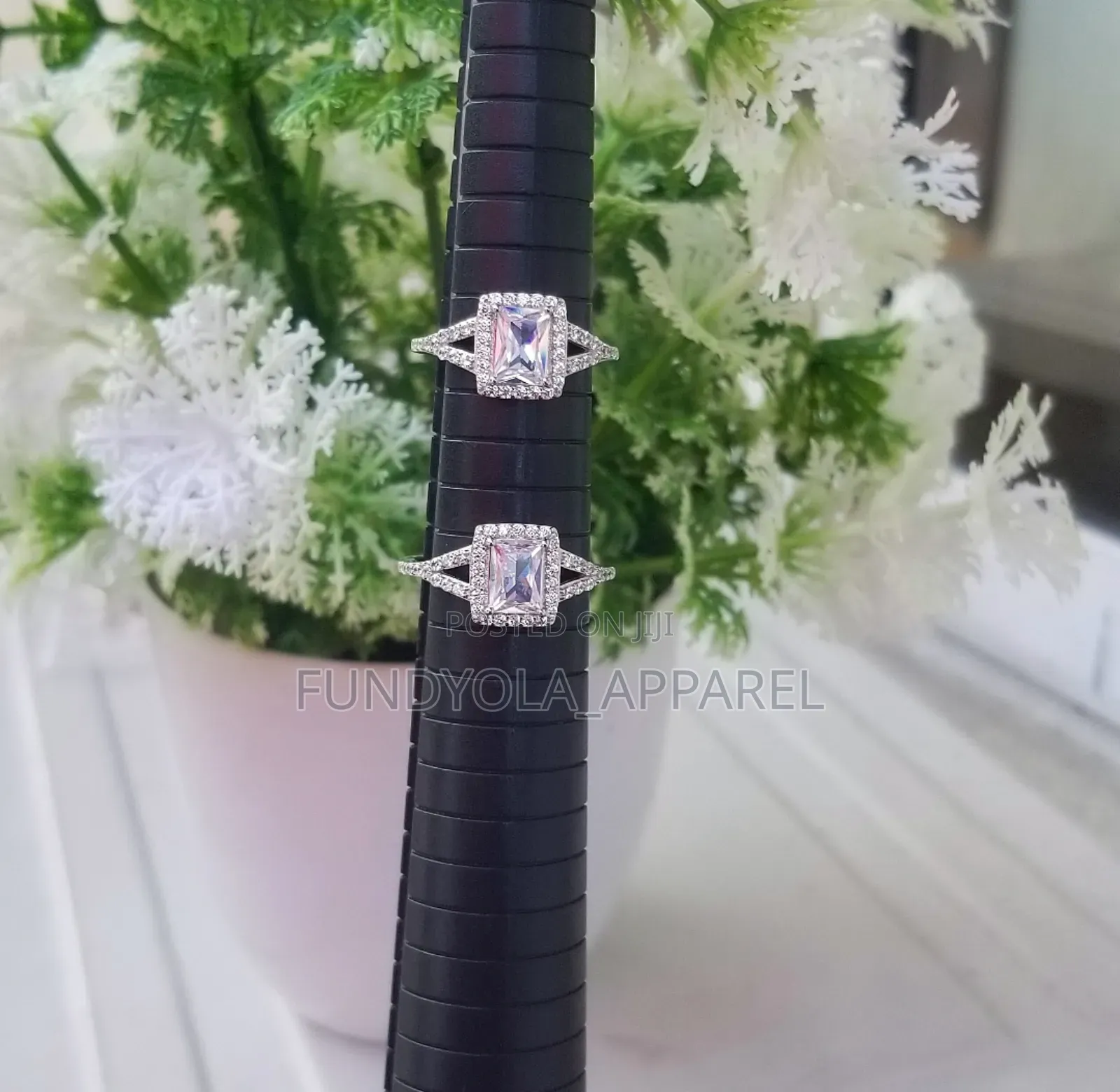 Double Rim Sterling Silver Engagement Ring