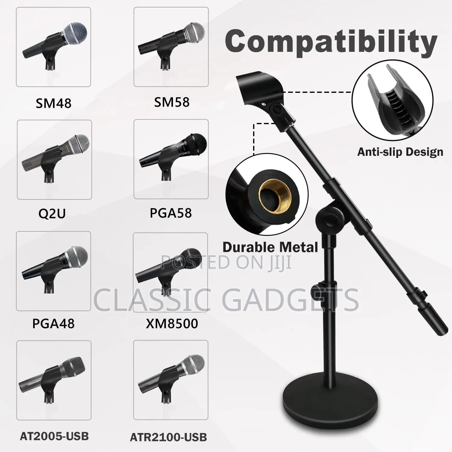 Adjustable Desktop Mic Stand With 360° Rotatable Boom