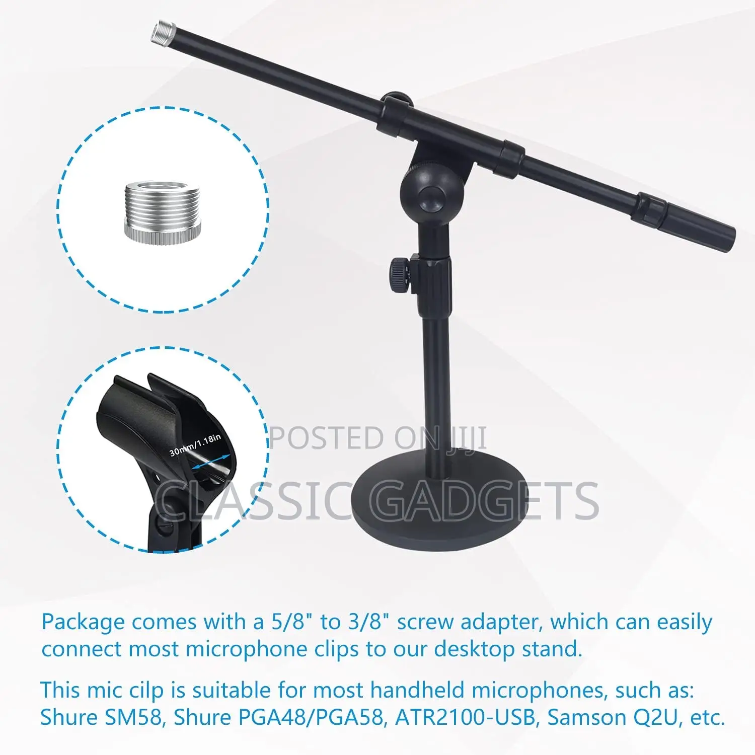 Adjustable Desktop Mic Stand With 360° Rotatable Boom
