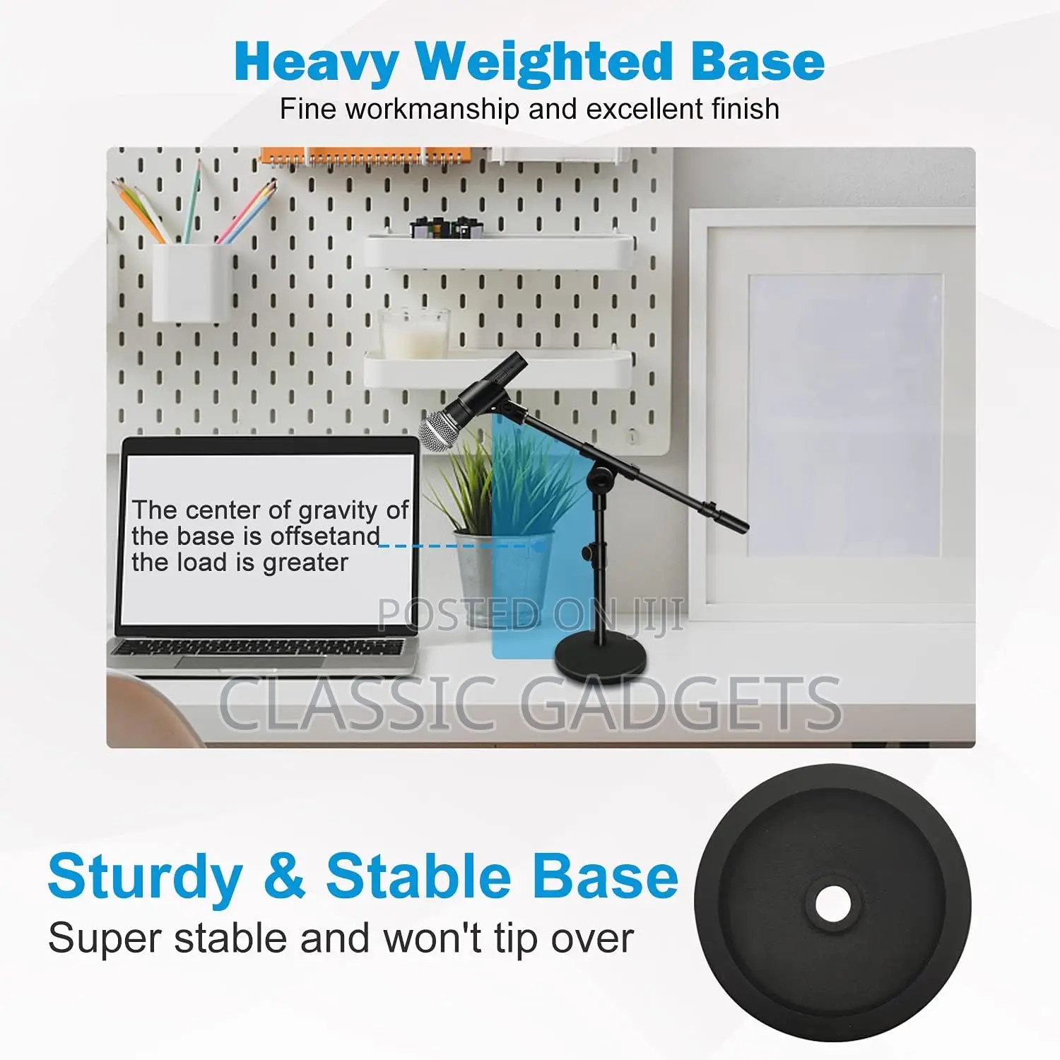 Adjustable Desktop Mic Stand With 360° Rotatable Boom